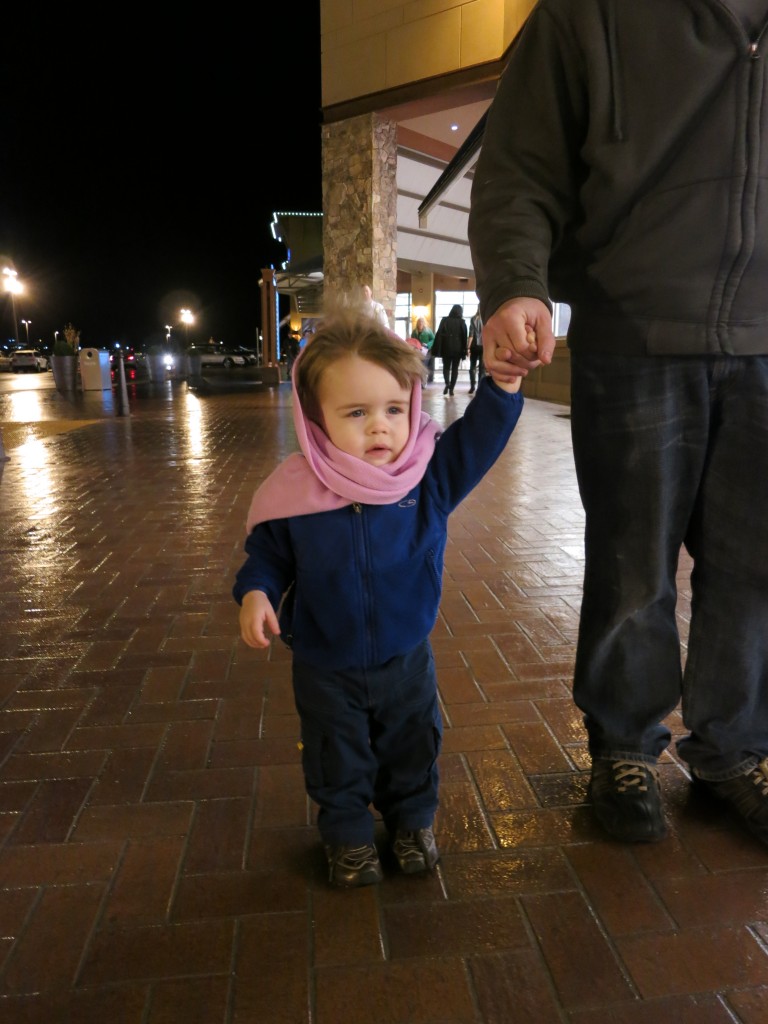 Shortly after this photo was taken, I bought a proper winter hat for Emrick. But at the time, I had to let him use my scarf. It was windy and frigid and my Pookie needed warmth!