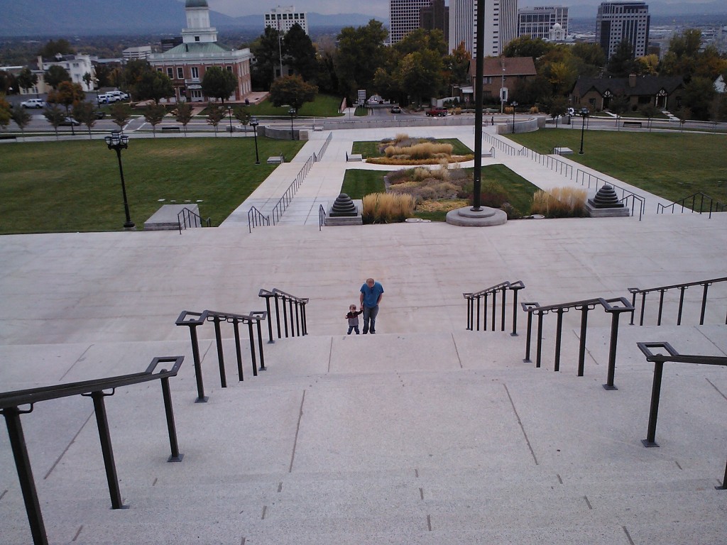 Pookie walked up all of these steps, with only his Daddy's hand to hold onto. 