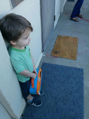 TK kids are so young, that parents are required to wait with their students until the teacher opens the door each morning. 