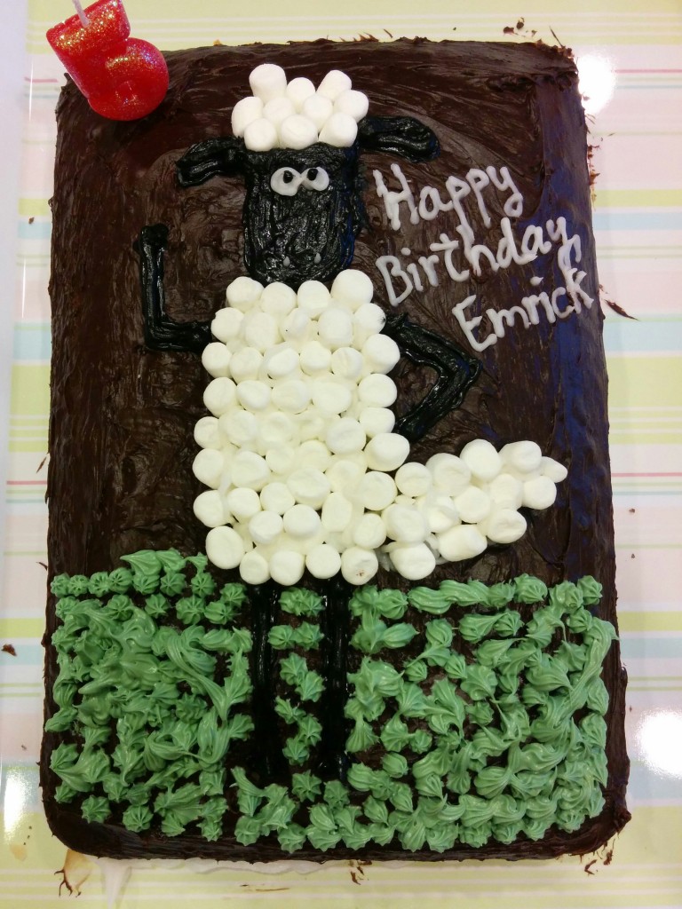 Emrick requested a Shaun the Sheep cake for his birthday. It's not terribly impressive, but he was pleased with it!